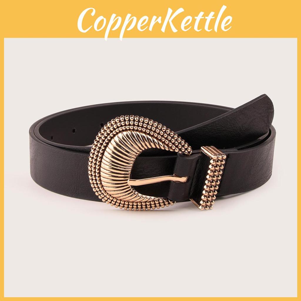 Fashion Womens Gold Shell Buckle Belt With Alloy Pin Closure For Casual Wear