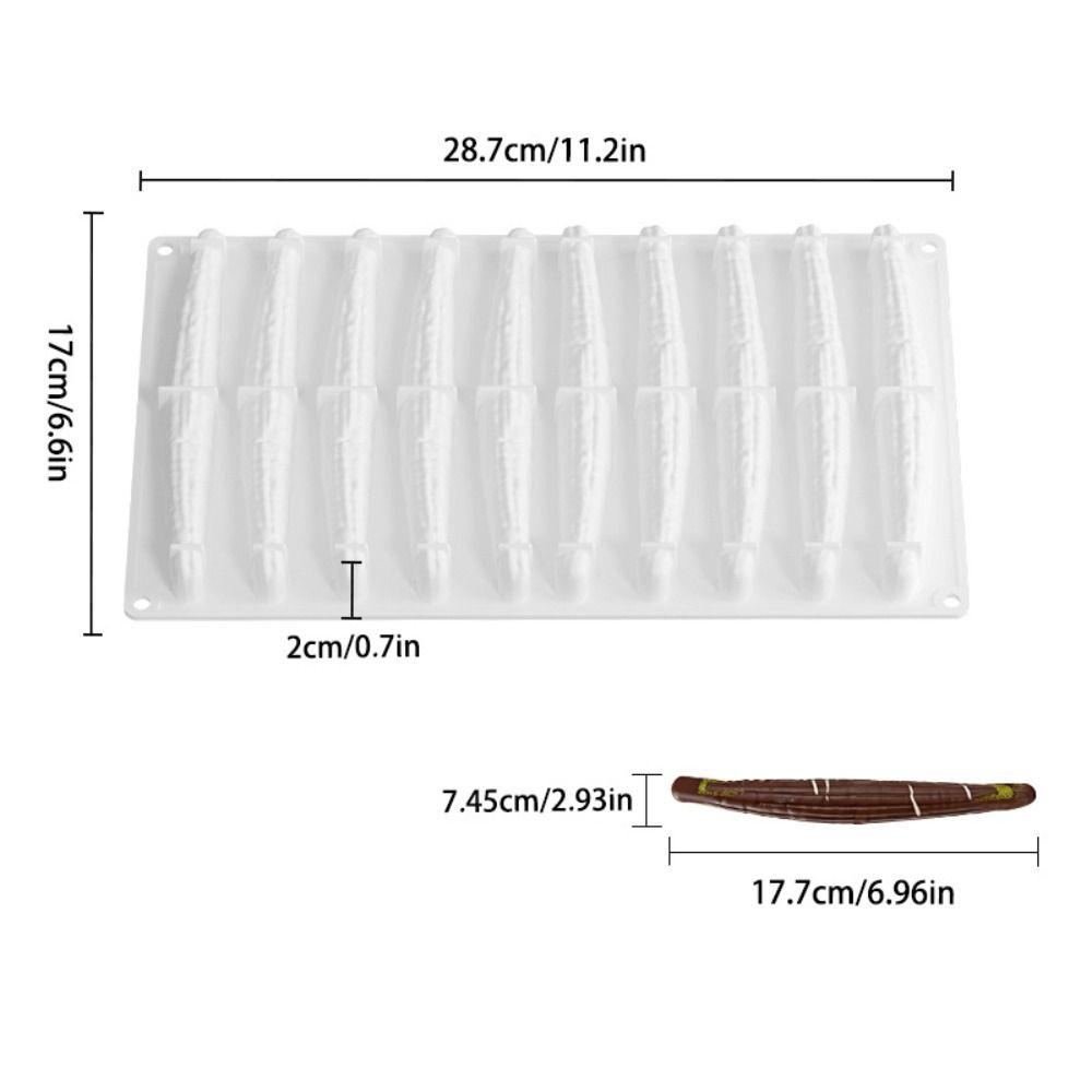 10-Cell Design Vanilla Pod Mold Flexible Non-Stick Chocolate Mold Heat Resistant Food Grade Silicone Kitchen Bakeware