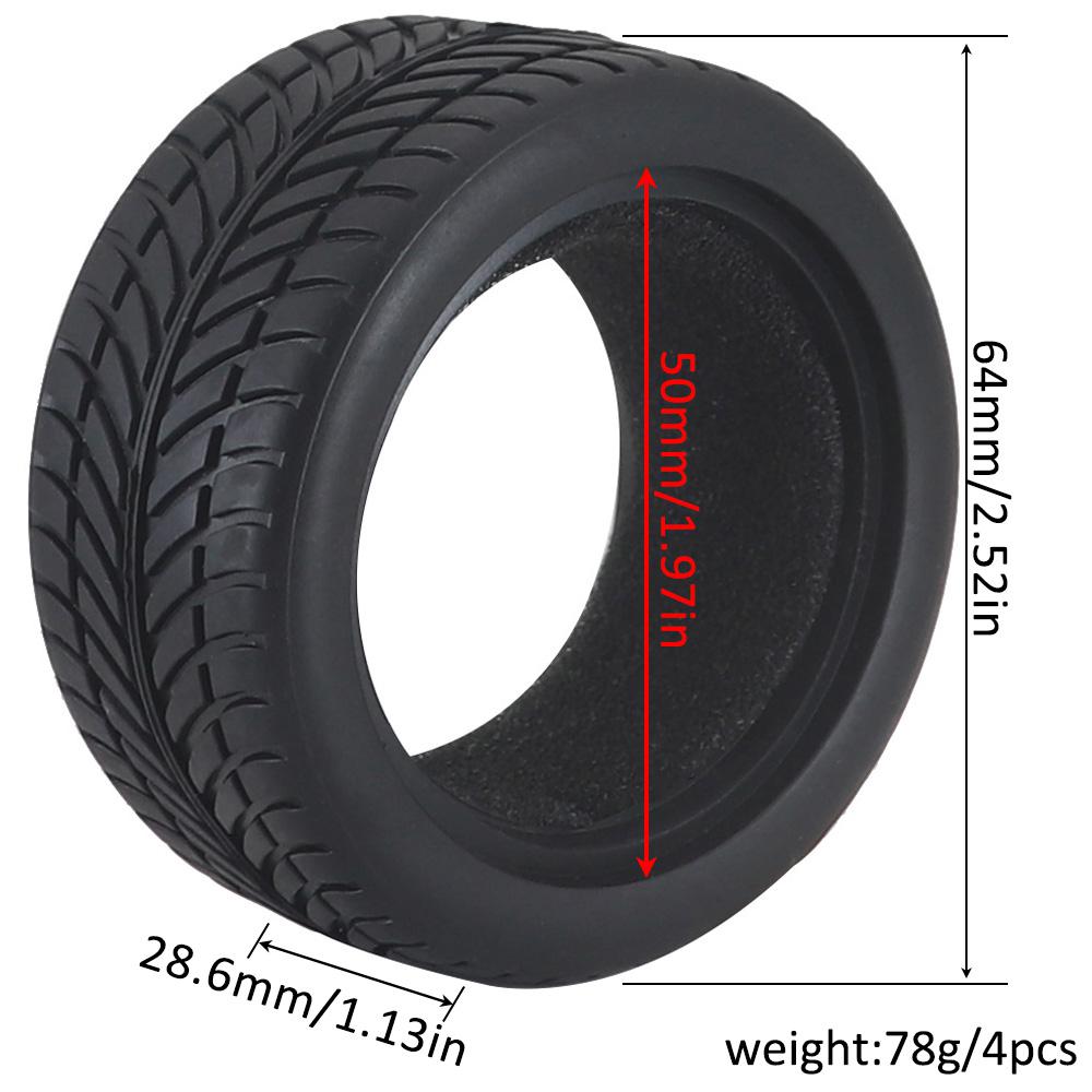 1:10 On-road Car Tires 63-68mm High Grip Rubber Tyre Hot Melt Tire Hsp 94123 Hpi Himoto Fw06 Tt01 Abrasion Resistant Racing Car