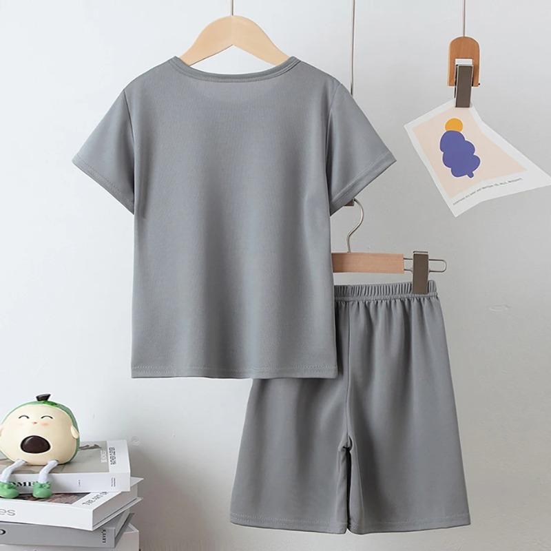 Boys Summer Solid Color Quick Drying Breathable Set Big Kids Loose Sports Running Hiking Outdoor Short Sleeved Shorts