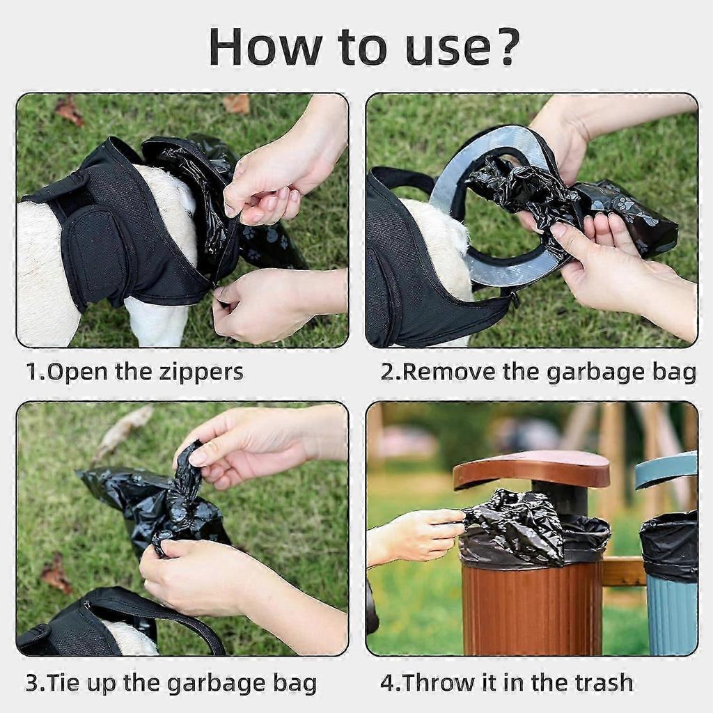 Dog Poop Pants with 50pcs Dog Poop Bags, Adjustable Reusable Dogs Sanitary Pants Pet Physiological Underwear Diaper Poops Collection Trousers for Inco