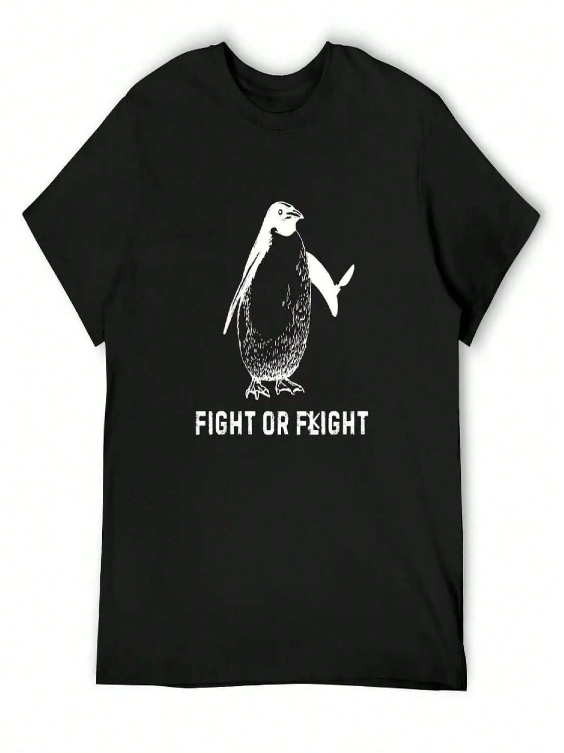 Fight Or Flight Funny Penguin Pun T-Shirt Luxury Man Boys Animal Print Plus Sizes Heavyweights unisexs Graphic T-Shirts Hip Hop S