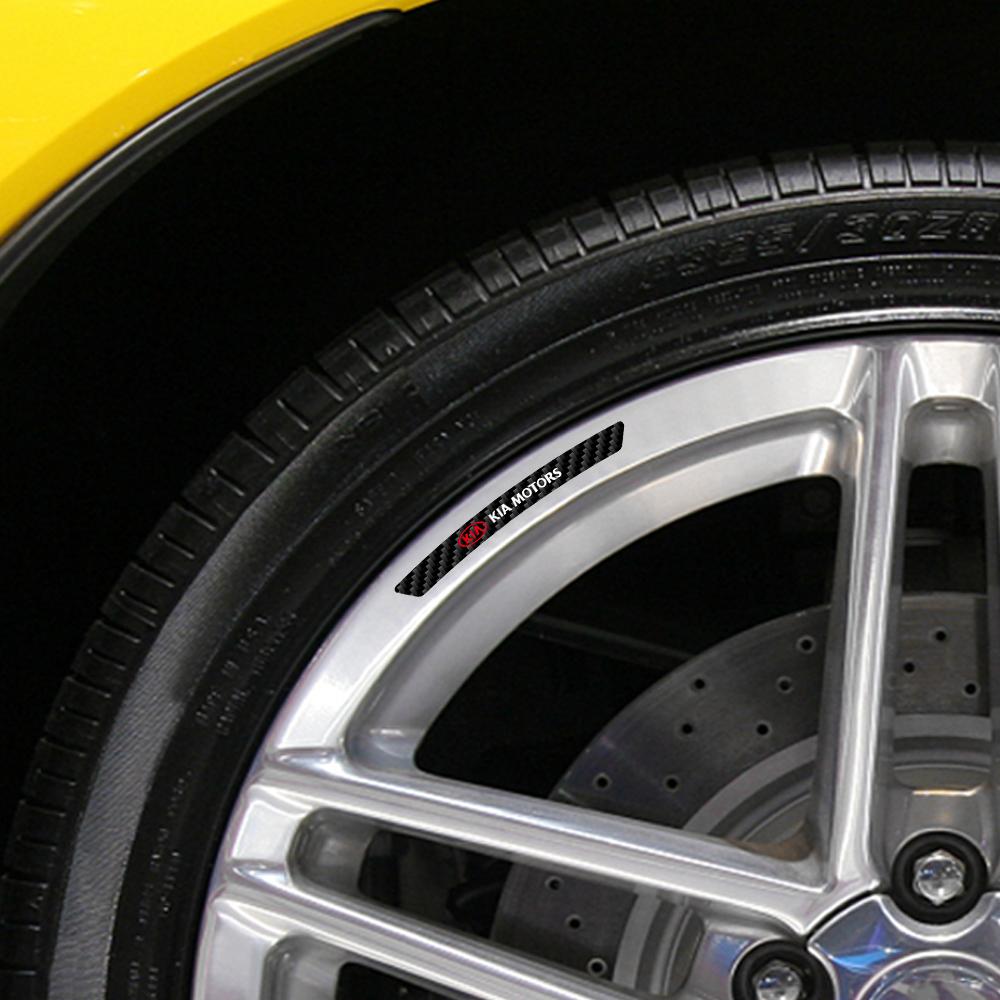 4Pcs Carbon Fiber Car Wheels Rim Sticker Decoration Vinyl Decal For Kia Rio Sportage Cerato Soul Sorento Picanto Ceed Optima K3