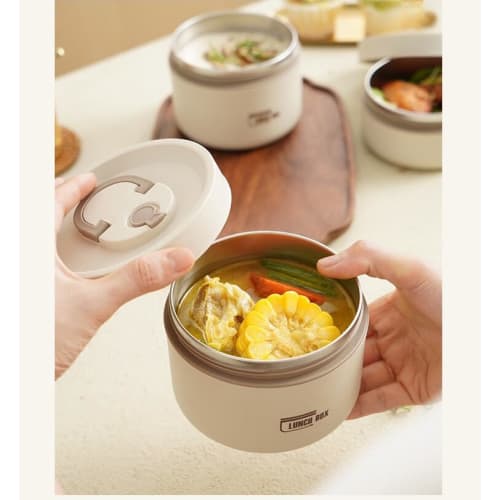 Thermos Vacuum Insulated Soup Jar Lunch Set, Large Capacity, 2-Tier/3-Tier, Stainless Steel, Keeps Food Warm for 5 Hours, Perfect for Commuting, Sport