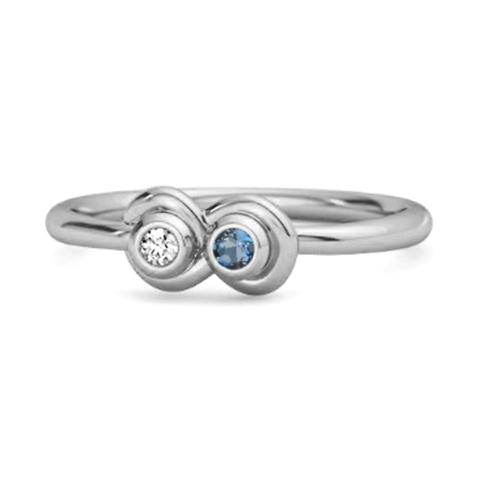 London Blue Topaz Twin Bezel Minimalist Ring - 925 Sterling Silver 6