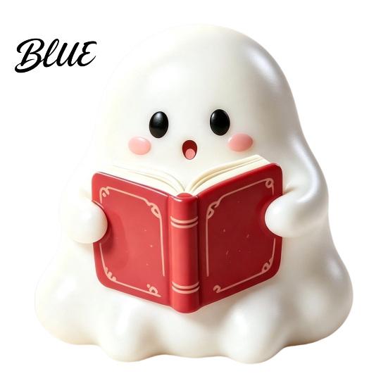 Reading Ghost Decoration Halloween Resin Figurine Creepy Witch Hat Statue Decor Pumpkin Ornament for Holiday Party