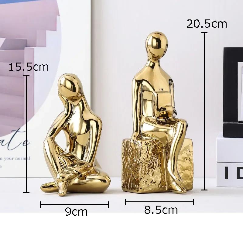 Керамическая статуэтка  Мыслители  2 шт. Абстрактные фигуры Художественная скульптура Настольное украшение Современные поделки Декор для комнаты Эстетика