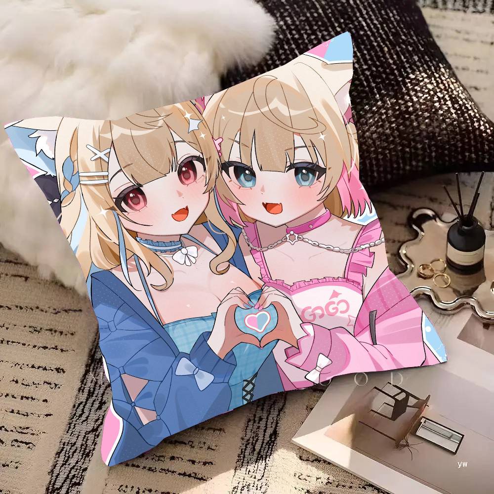 Anime Game FUWAMOCO Pillow Case Fashion Square Pillowcase Bedroom Sofa Room Ins Decoration Leisure