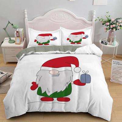 Santa Pattern Duvet Set Christmas Theme Bedding Three-Piece Set Christmas Bedroom Decoration