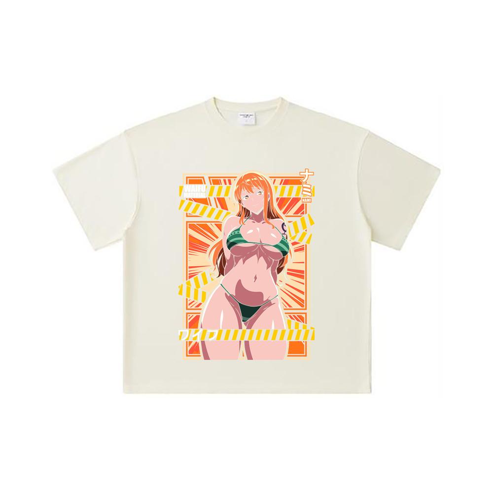 

260 GSM Double Yarn 32 Count 100% Cotton One Piece V40 Nami Waifu Print Unisex Heavy Cotton T Shirt S абрикосовый