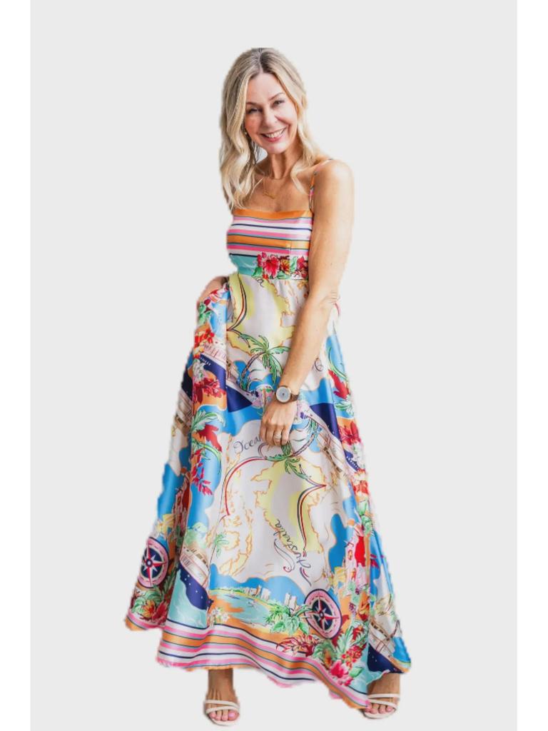 Europäischer & Amerikanischer 25er-Jahre Stil Damen Swing Kleid mit hohem Bund und Feiertagsdruck