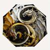 1pc Dragon Yin Yang Symbol Automatic Folding Umbrella - 8-Rib Iron Frame, Windproof, Portable Sunshade with Plastic Handle for Travel & Outd