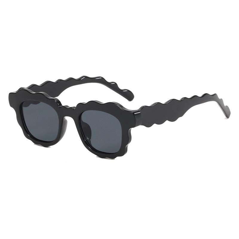 Sunglasses Women S Personality Wavy Pattern Design Simple Fashion Street Shot Concave Shape Uv Protection Sunglasses
