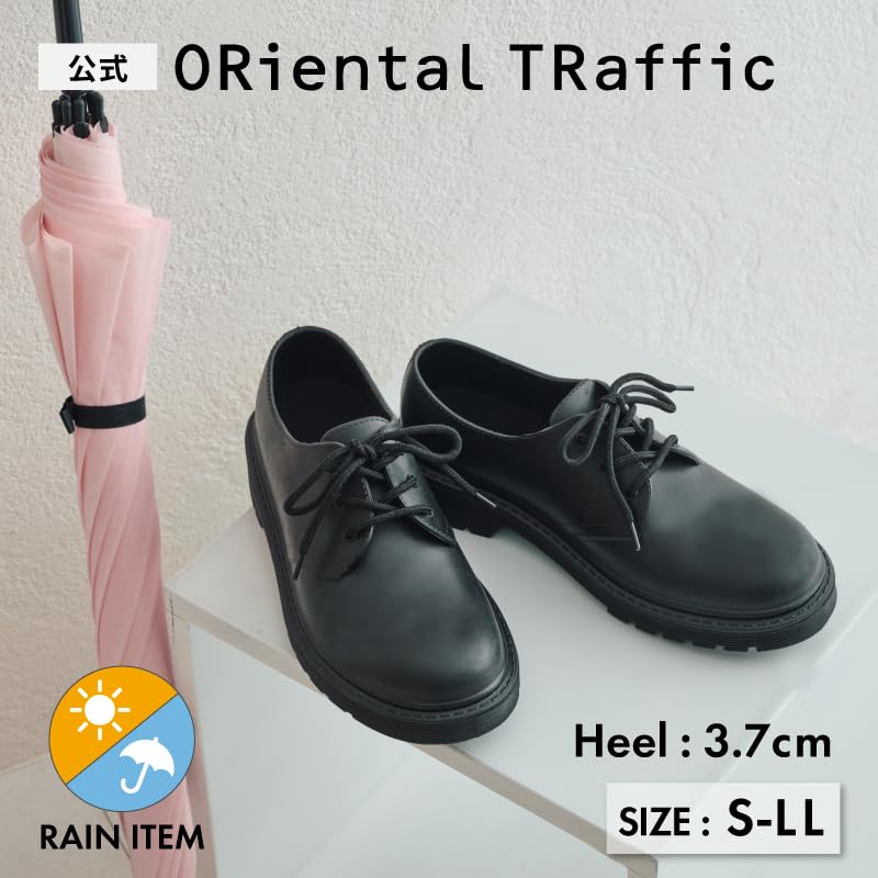 Tank sole lace-up rain shoes/Women's R-1022 BLACK-M