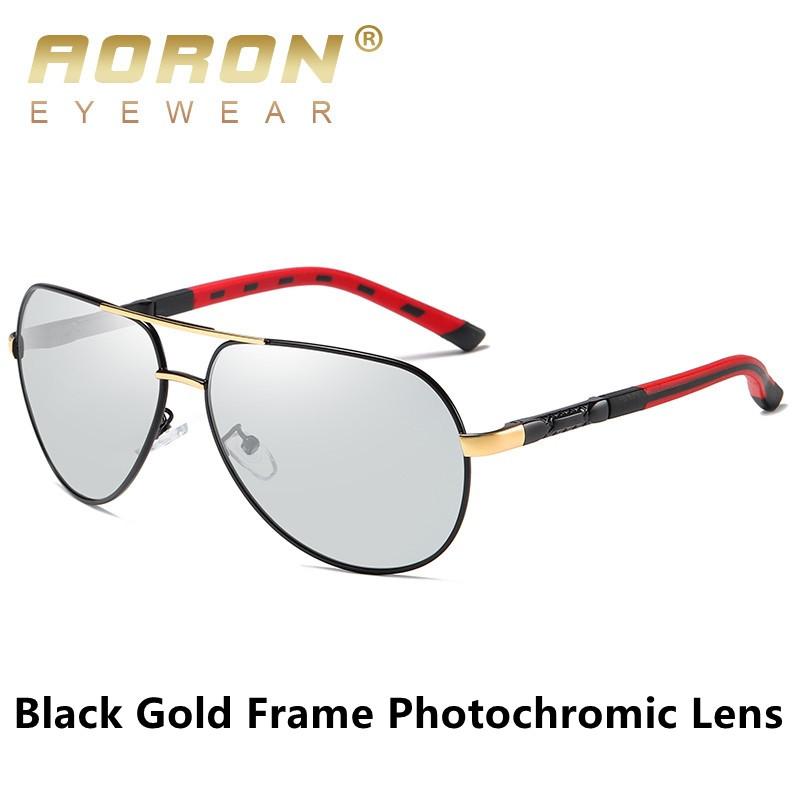 aoron Metal Frame Day Night Vision Photochromic Polarized Sunglasses Outdoor Fashion Design Anti Glare UV400 Driving Fishing Cycling Sport Glasses