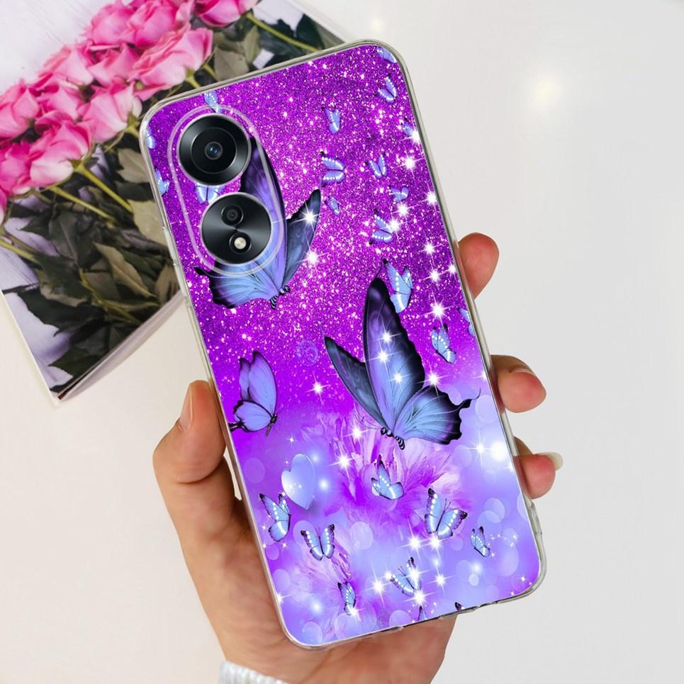 For Cover Oppo A58 4G CPH2577 Case Love Heart Butterfly Cover Shell For Oppo A78 5G 4G CPH2565 Soft Clear TPU Bumper Etui