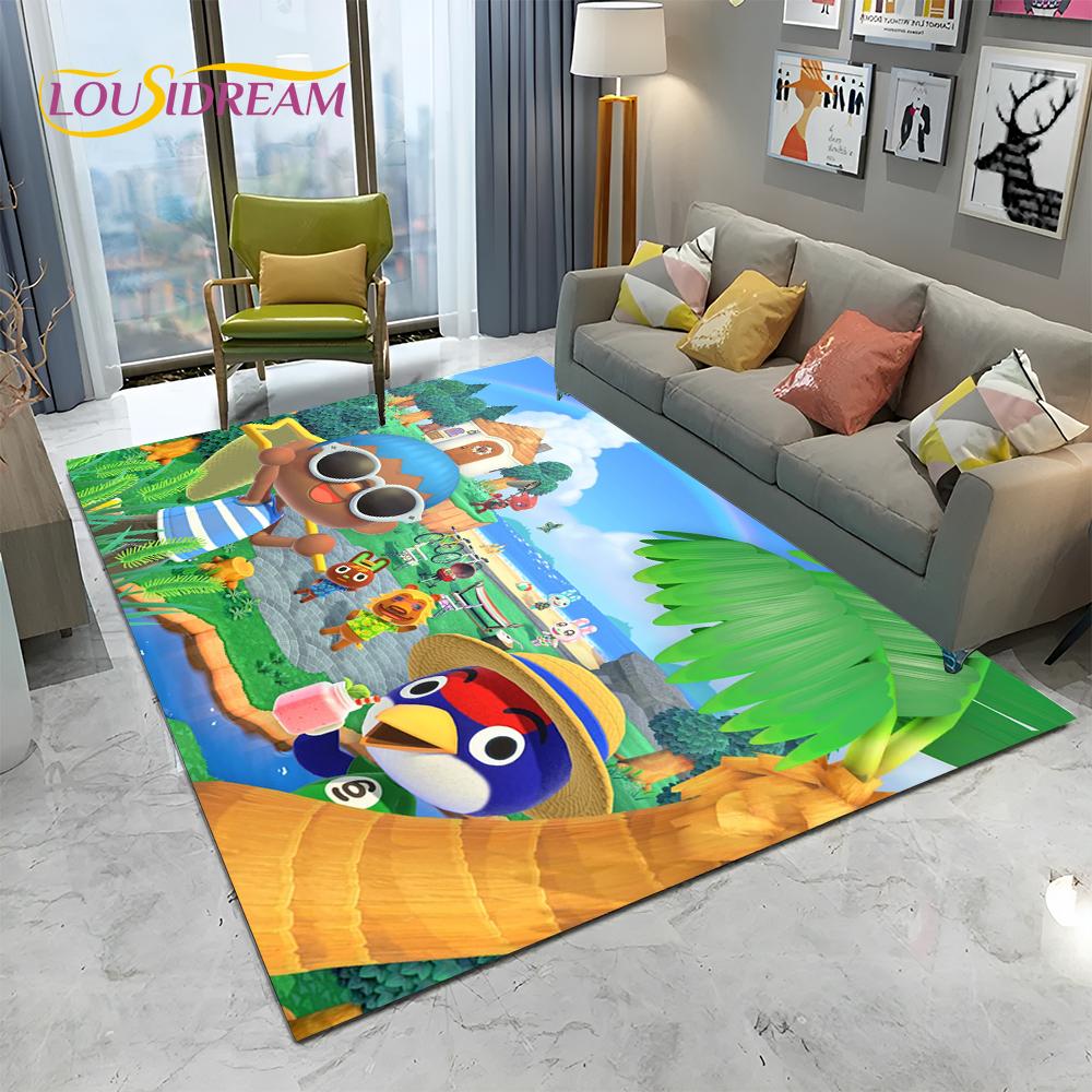 Cartoon Animal Crossing New Horizons Area Rug,Carpet Rug for Living Room Bedroom Sofa Doormat Decor,Kids Play Non-slip Floor Mat