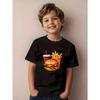 European Sizes Boys' Soft And Breathable Casual Top Featuring a Hamburger And Fries Design, Regular Fit Round Neck Summer T-Shirt