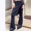 Spicy Girl Autumn 2023 Merlot Knit Slit Culottes: Women's Slimming Fake Two-Piece Elastic Micro Flare Pants