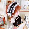 niannyyhouse 20cm Plush Toy Clothes Set: Headwear, Shirt (Black), Skirt, Backpack, Cotton Doll, Dress-up, Doll Accessories