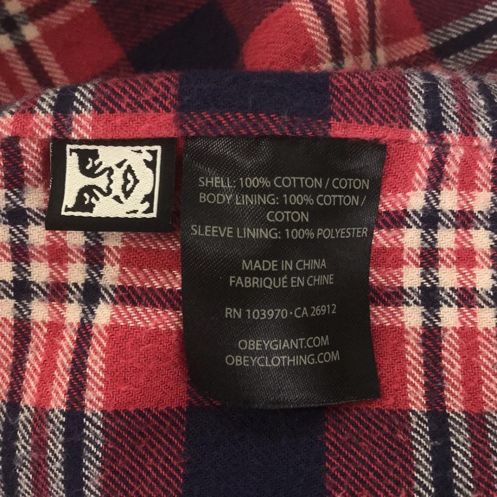 OBEY Logo patch Cotton jacket S beige Back check Men's Used