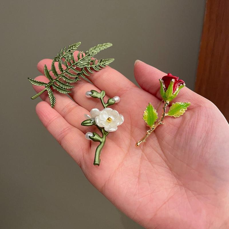 Dámské vintage květinové perlové brože špendlíky palácový smalt rostlinná brož špendlík korsáž dáma svatební párty elegantní odznaky šperky