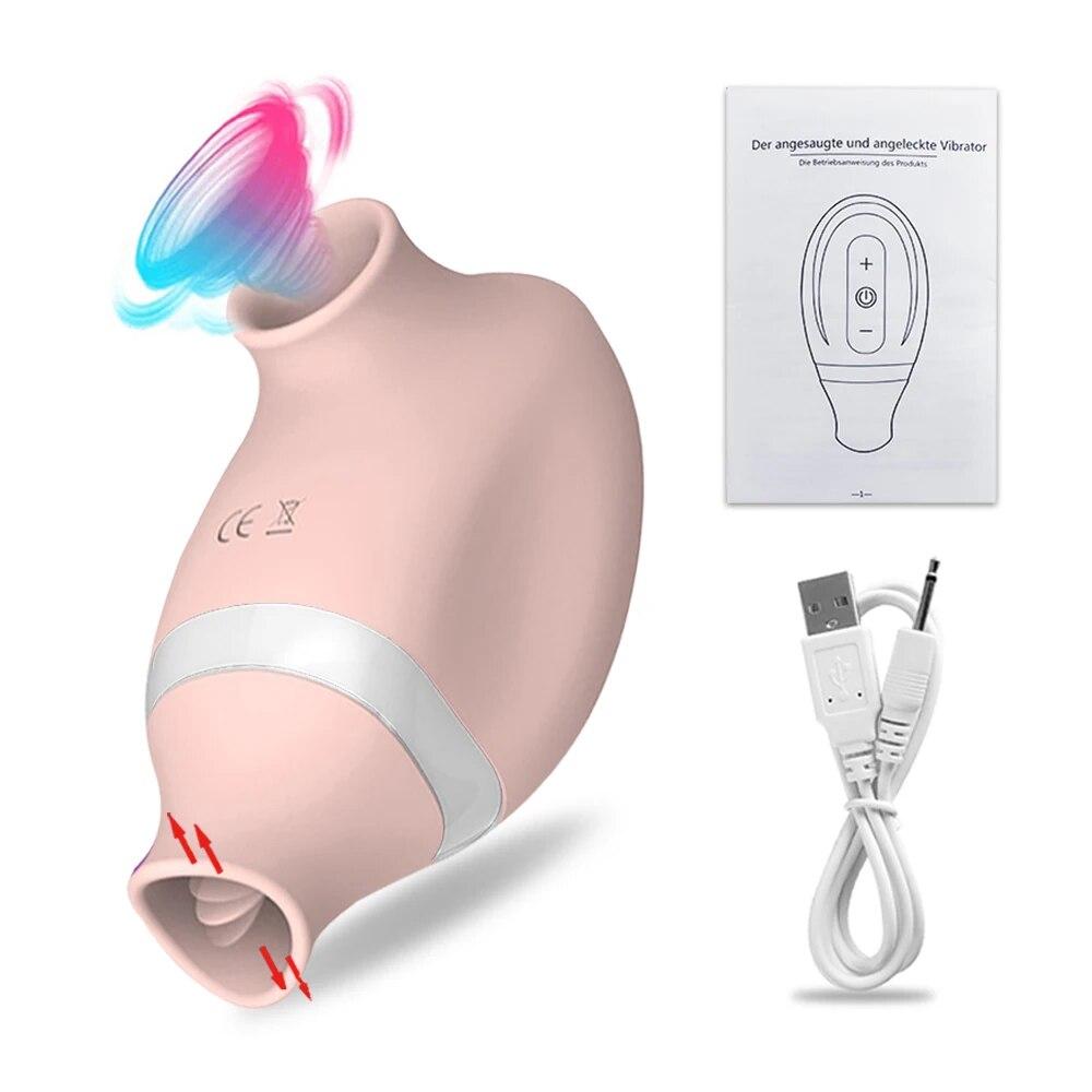 2 In 1 Clit Sucker Vibrator Female for Women G-Spot Sucking Licking Double Stimulation Nipples Massagers Tongue Sex Toy Adult