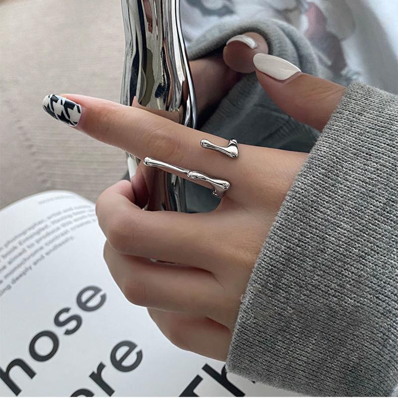 New Simple Irregular Liquid Metal Lava Open Mouth Rings For Women Fashionable Daily Accessory Party Jewelry Gifts