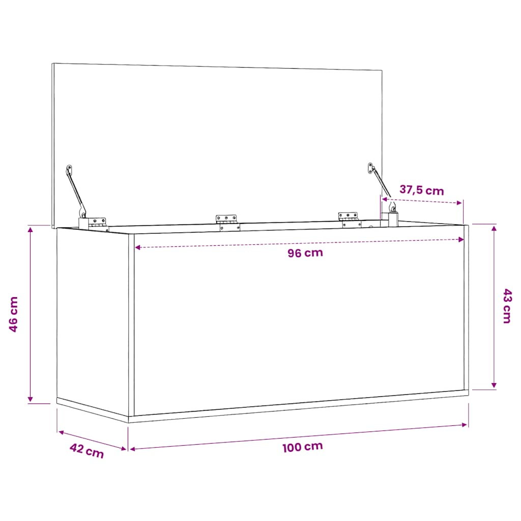 Storage Chest Grey Sonoma 100 X 42 X 46 Cm Engineered Wood