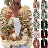 Damen Weihnachtsdruck Langarm Strickjacke Knopfleiste Pullover