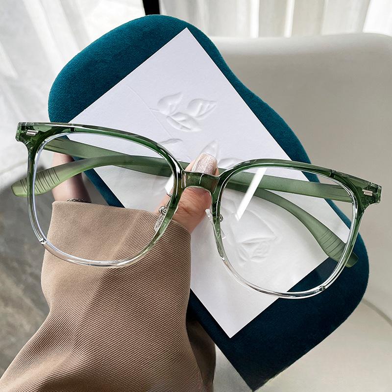 TR90 Rivet Large Frame Women's Anti-blue Light Flat Mirror Xiaohongshu Plain-face Internet Celebrity with Myopia Glasses Frame
