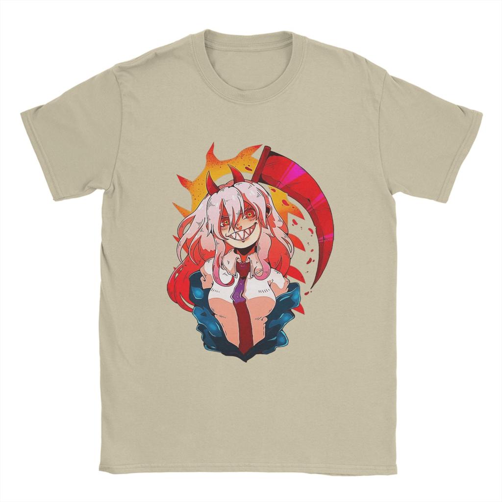 Power Anime Chainsaw Man T-Shirt for Men  Novelty Pure Cotton Tees Round Neck Short Sleeve T Shirt Gift Idea Clothing