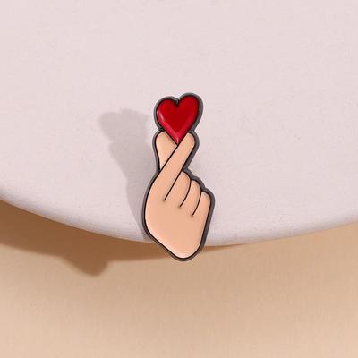 Kreative Cartoon Fingerherz Brosche - Niedlicher Legierungs Pin für Männer, Frauen & Paare