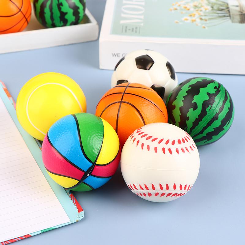 2Pcs Squeeze Toy Ball Football Pu Soft Foam Sponge Stress Relief Baseball Toys For Kids Children Wrist Training Balls
