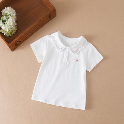 Mädchen Shirt Sommer Neue kinder Baby Niedlich kurzarm Top Kleines Mädchen Baumwolle Stickerei Shirt