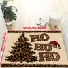 1Pcs Anti Fatigue Kitchen Rugs,Leopard Santa Hat  Print Waterproof Non-Slip Thick Cushioned Kitchen Mat Heavy Duty Comfort Standing Mat for Kitchen