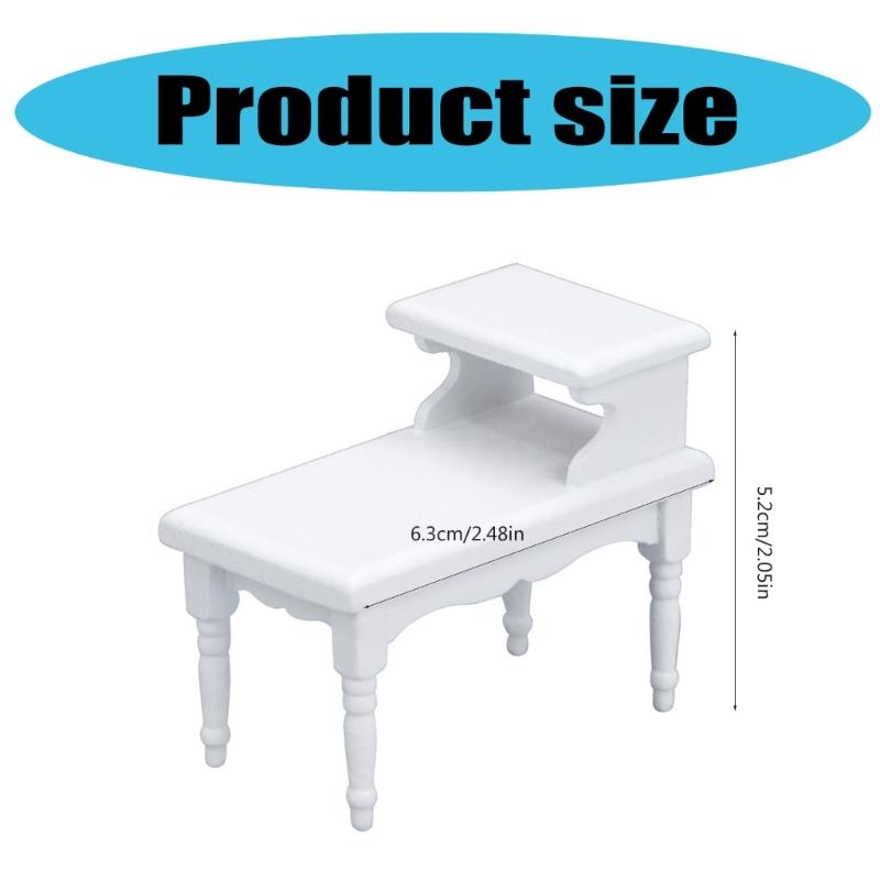 Vintage 1/12 Dollhouses Miniature Wood Coffee Table Two Tiers Side Desk for Living Room Decoration Model Scene Decors