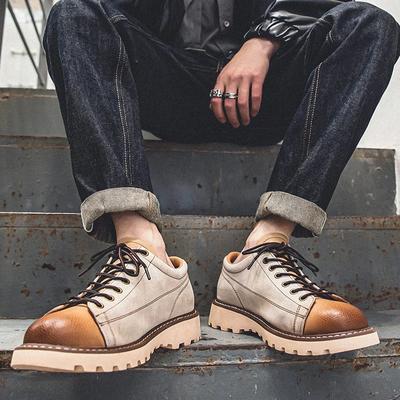 Marque de Mode Chaussures Oxford à Lacets pour Homme Chaussures Décontractées en Cuir de Vache Chaussures en Cuir de Haute Qualité pour Homme Classiques Rétro Semelle Épaisse Chaussures de Bûcheron