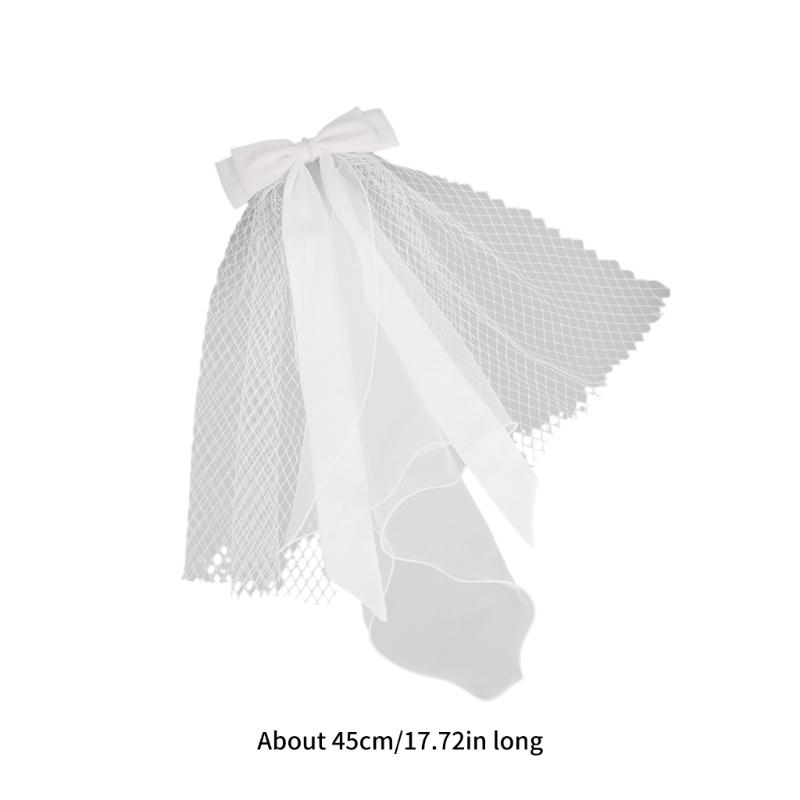 Ribbon Bowknot Long Tulle Marriage Bridal Veil with Fix Hair Clip for Marriage Wedding Celebration Party Accessories