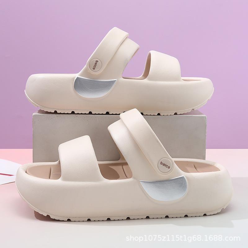 Summer new women's thick bottom one-word drag non-slip wear-resistant fashion simple buckle indoor and outdoor cool slippers