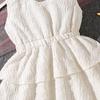 Children's Fashion Dress for Spring and Summer Elegant and Sweet Sleeveless Ruffled Dress for Girls