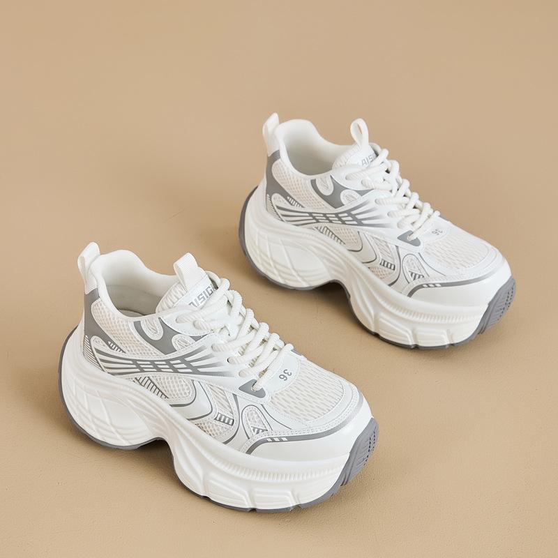 Inner Heightening Polyurethane Dad Shoes Women's 2025 New Spring Versatile Fried Street Muffin Platform Casual Sports Shoes