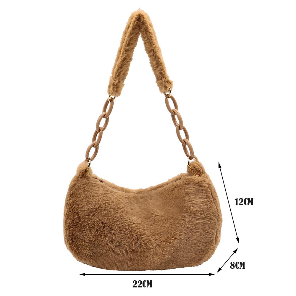 Elegant Autumn Winter Shoulder Bags Small Armpit Bags Women Plush Acrylic Chain Underarm Pouch Designer Luxury Casual Handbags