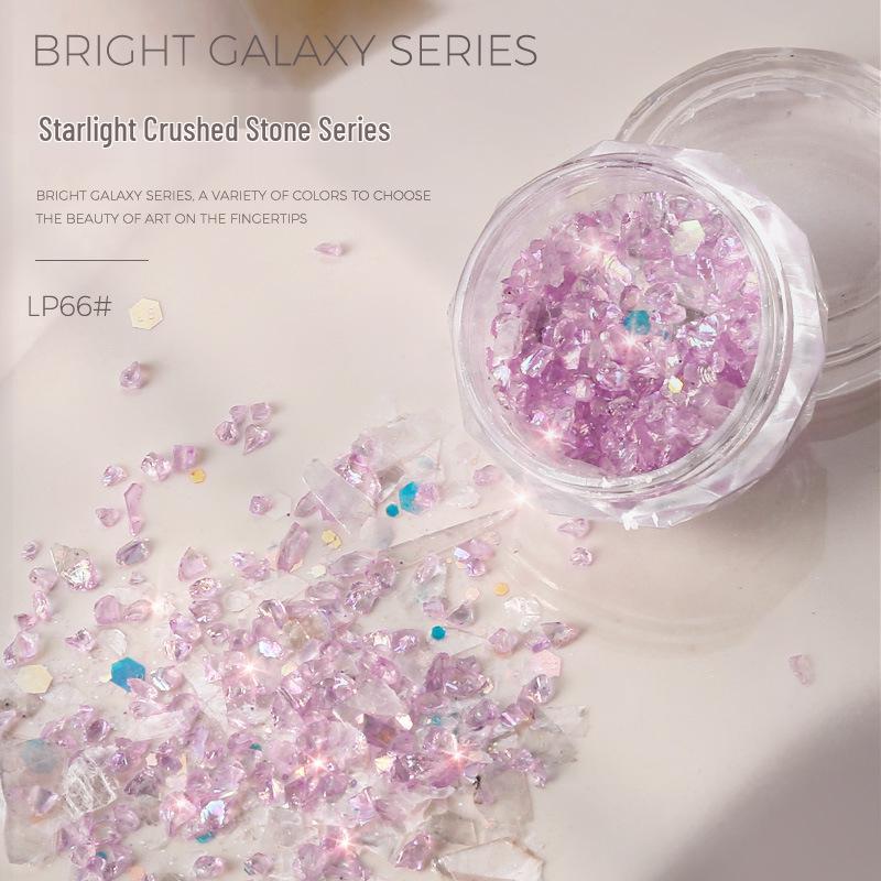 

Переливающаяся серия «Звездный свет» с крошкой из натурального камня для нейл-арта