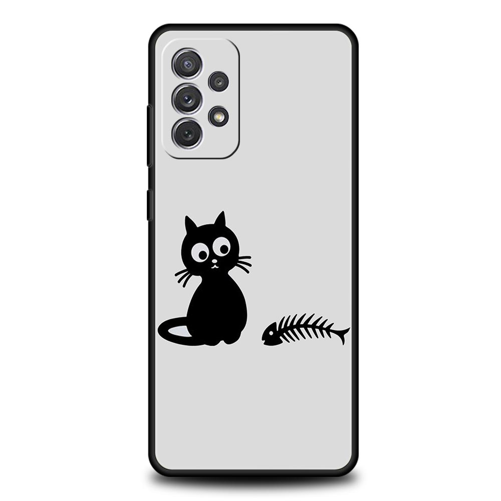 Funny Black Cat Case for Samsung A57 A37 A51 A71 A21S A17 A11 A15 A25 A31 A41 A23 A33 A53 A73 A07 A05S A13 A35 A55 5G Cover