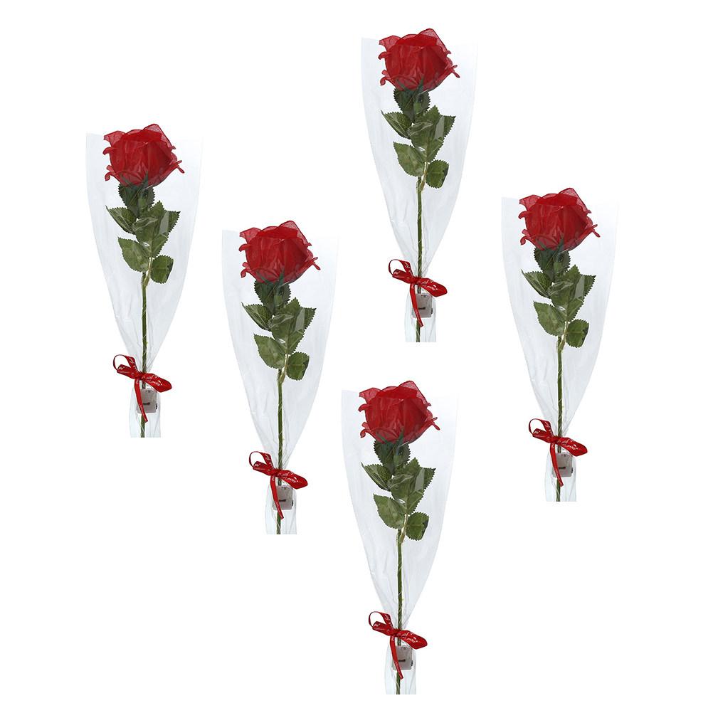 5Pcs Artificial Rose Bouquet Glowing Fake Rose Decor Elegant Table Setting Room Decor Creative Anniversary Gift Idea