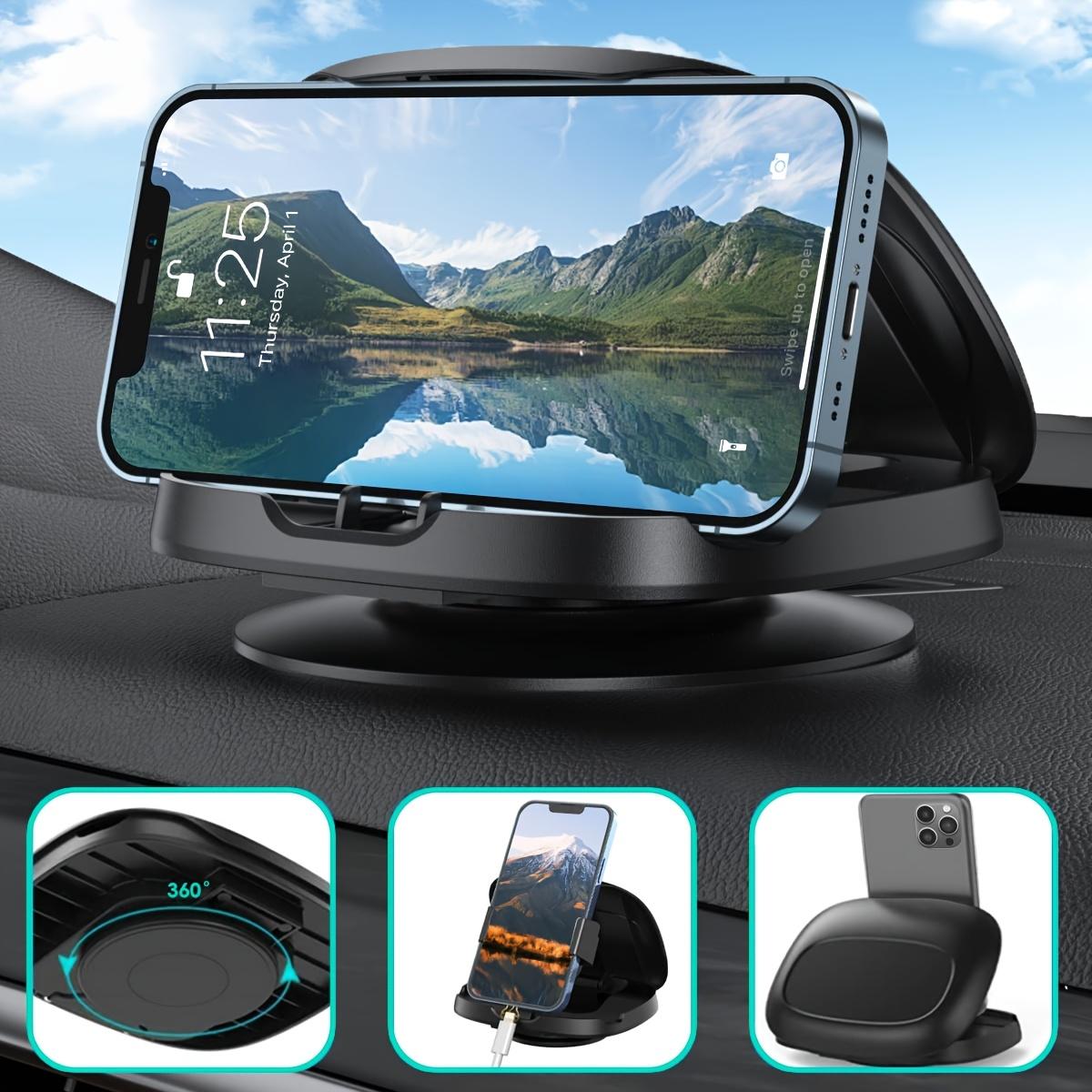

360-Degree Rotating Dashboard Mount for Smartphones - ABS HUD Holder with Dual-Axis Adjustment, Ideal for Car Navigation and Entertainment Schwarz