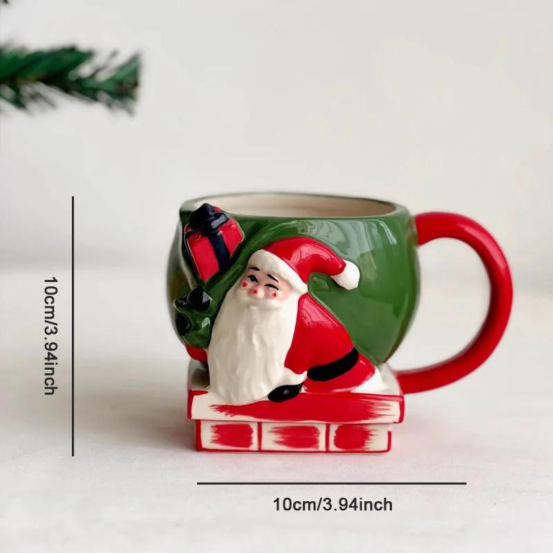

Christmas Decoration Hand-painted Christmas Trees Santa Claus Mug Ornaments Living Room Kitchen Water Cup Milk Cup Crafts 301-400ml