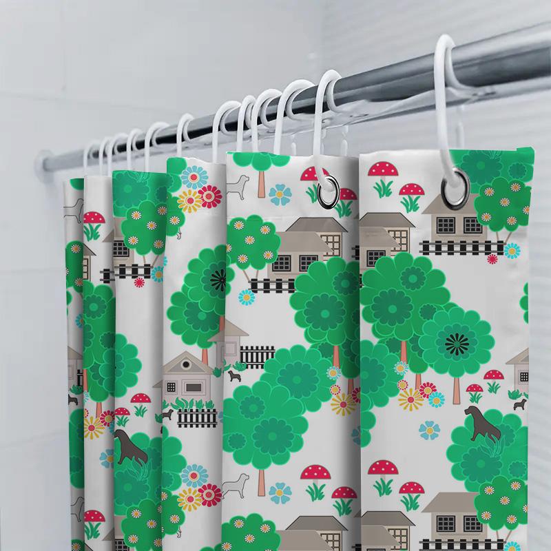 Greenery Pastoral Life Shower Curtain Decorative Bathroom Fabric Window Panel For Home Decoration In Animal Print Patterns From