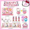 36Pcs Cartoon Birthday Party Supplies, Cartoon Party Decors Set - Cartoon Birthday Decor Banner Background Tablecloth and Cartoon Balloon Cake Topper